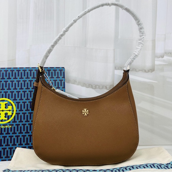 NWT Tory Burch Emerson Saffiano Leather Shoulder Bag in Moose 150258 main image 2